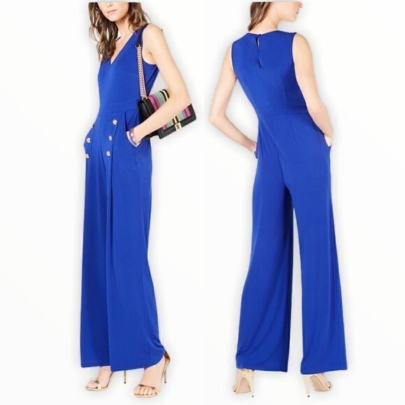 INC International Concepts Sailor Button Jumpsuit - Picture 1 of 15